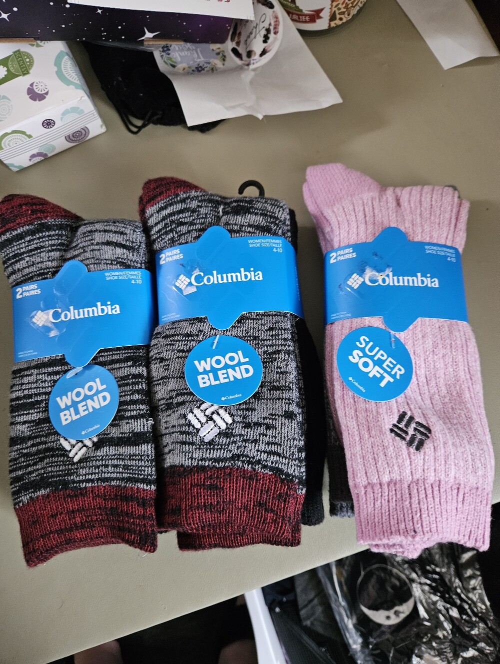 Columbia Women's Wool Blend & Super Soft Socks - Gray, Maroon & Pink